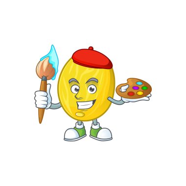 Tatlı maskotu için ressam kavun çizgi film karakteri