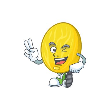 Beyaz arka planda iki parmak kavun çizgi film karakteri