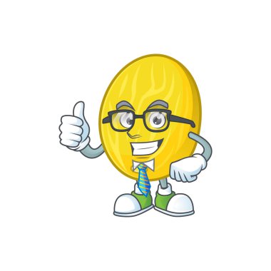 Beyaz arka planda işadamı kavun çizgi film karakteri