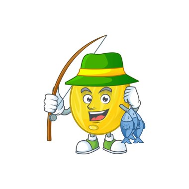 Maskot ile Balıkçılık meyve kavun çizgi film karakteri