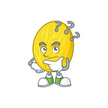 Maskot ile meyve kavun çizgi film karakteri düşünme