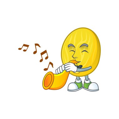Maskot ile trompet meyve kavun çizgi film karakteri ile