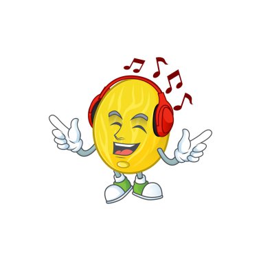 Maskot ile müzik meyve kavun çizgi film karakteri dinleme