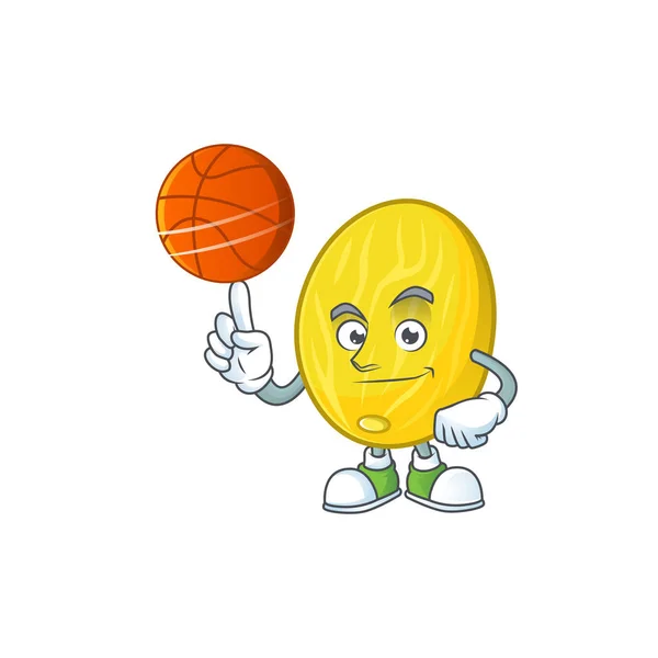 Med basket melon seriefiguren för dessert maskot — Stock vektor