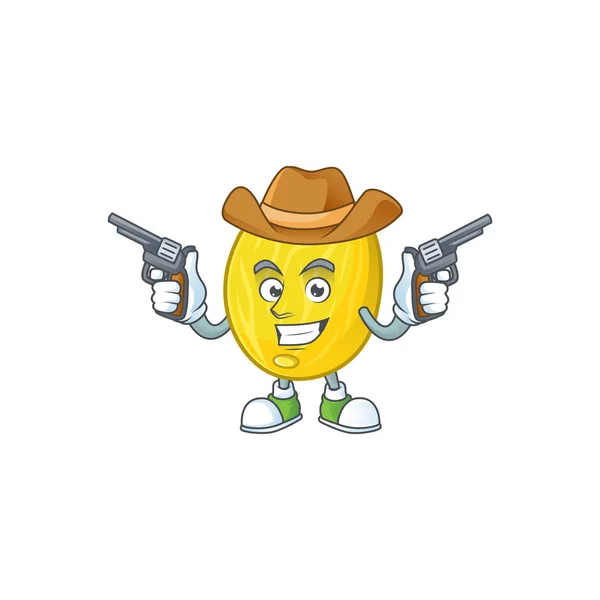 Cowboy melon personnage de dessin animé pour mascotte de dessert — Image vectorielle