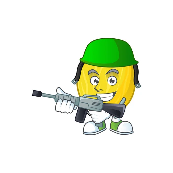 Ejército melón personaje de dibujos animados para postre mascota — Vector de stock