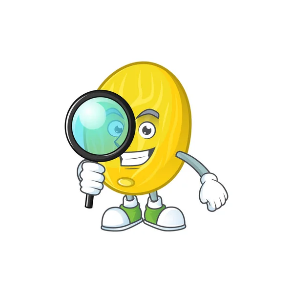 Detektif melon karakter kartun pada latar belakang putih - Stok Vektor
