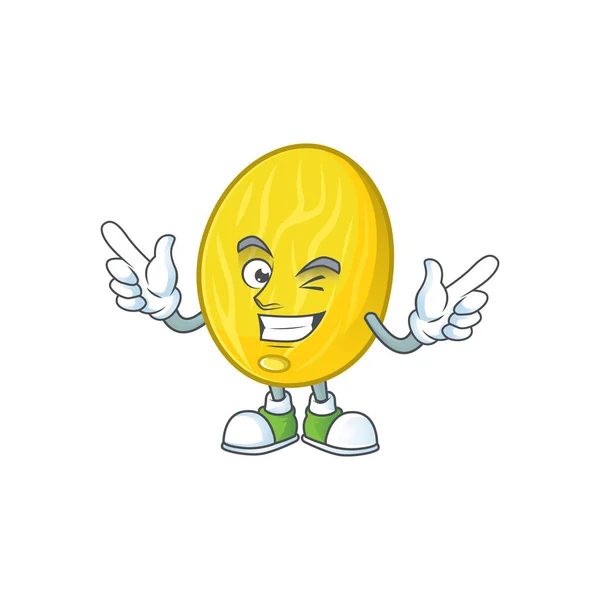 Karakter kartun Wink melon pada latar belakang putih - Stok Vektor