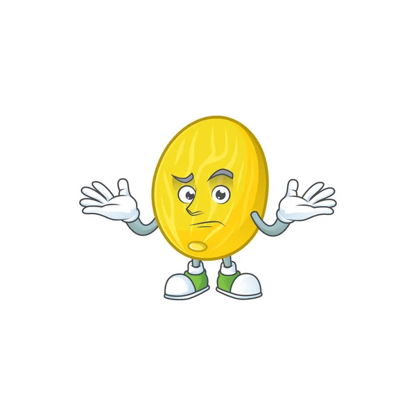 Menggiling karakter kartun melon pada latar belakang putih - Stok Vektor