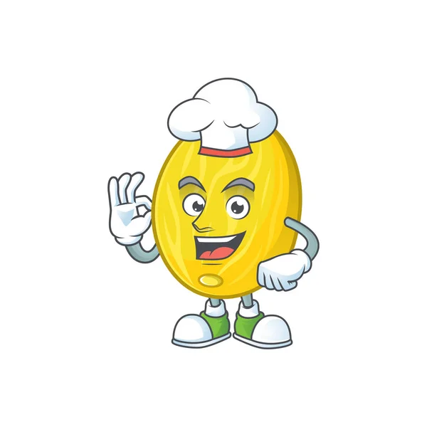 Chef melão personagem de desenho animado no fundo branco — Vetor de Stock