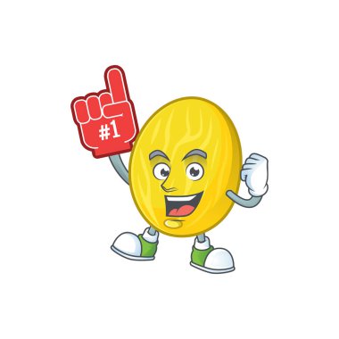 Sağlık maskotu için köpük parmak kavun çizgi film karakteri