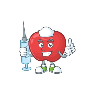 Sağlık tatlı için Hemşire elma meyve karakter maskot