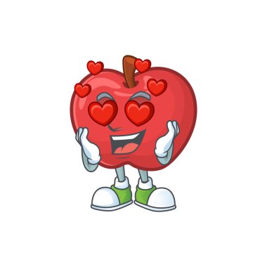 Vejetaryen karikatür için aşk kırmızı elma komik karakter