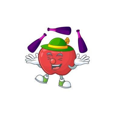 Nesne karikatür ile sevimli elma karakter maskotu hokkabazlık