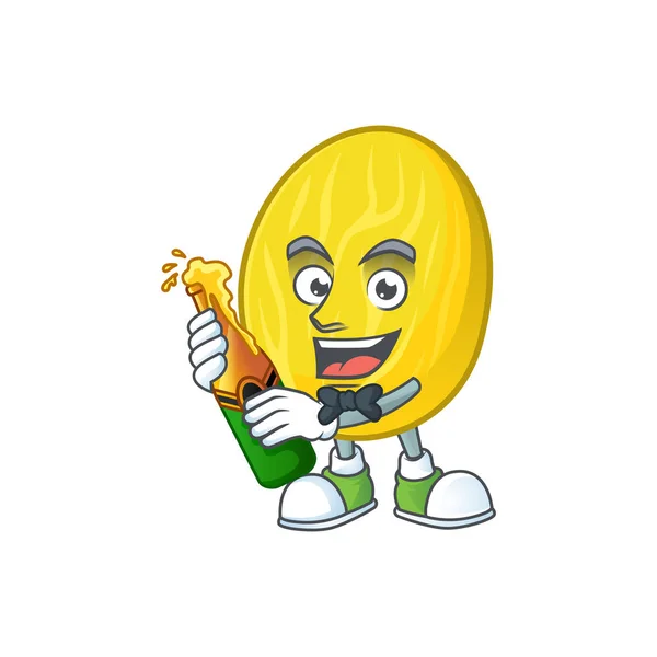 Con la cerveza melón personaje de dibujos animados para la salud de la mascota — Vector de stock