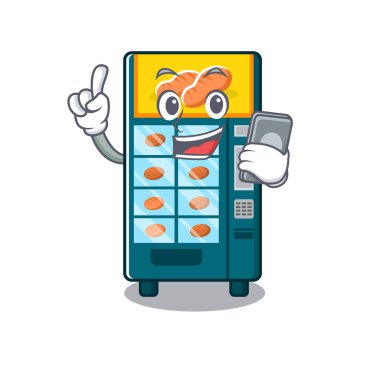 Telefon fırın otomat karikatür izole ile