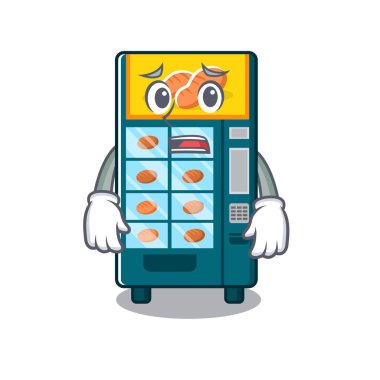 Bir maskot korkmuş fırın otomat