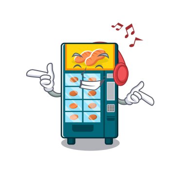 Bir maskot müzik fırın otomat dinleme