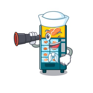 Maskot içinde dürbün fırın otomat ile Denizci