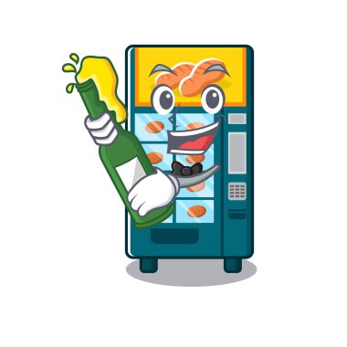 Karikatür bira fırın otomat ile