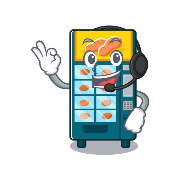 Karikatür kulaklık fırın otomat ile