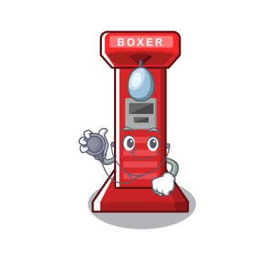 Doktor boks oyun makinesi maskot izole