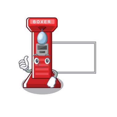Masa boks oyun makinesi ile Thumbs kadar maskot izole