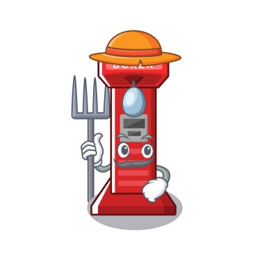 Çiftçi boks oyun makinesi maskot izole