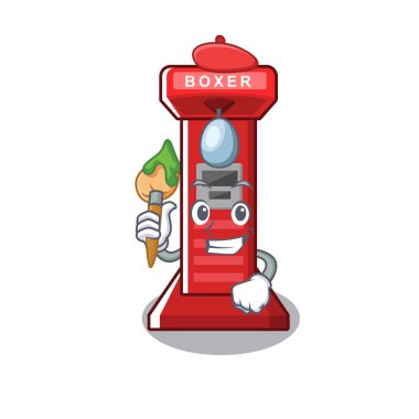 Sanatçı boks oyun makinesi maskot izole