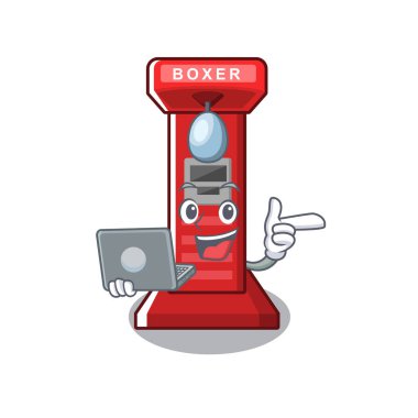 Dizüstü boks oyun makinesi ile maskot izole