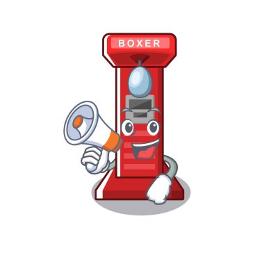 Megafon boks oyun makinesi ile maskot izole