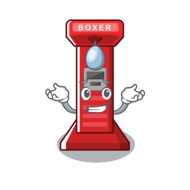 Karikatür üzerinde grinning boks oyunu makinesi