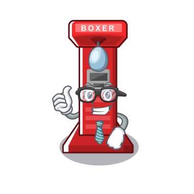 Karikatür üzerinde İşadamı boks oyunu makinesi