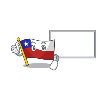 Karakter şeklinde tahta bayrak şili çizgi film ile Thumbs up