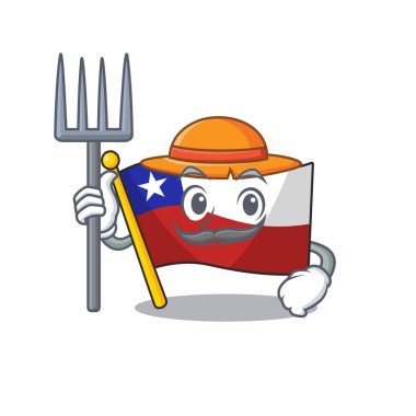 Karakter şeklinde Çiftçi bayrağı şili karikatür