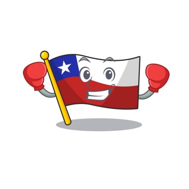 Karakter şeklinde boks bayrağı şili karikatür