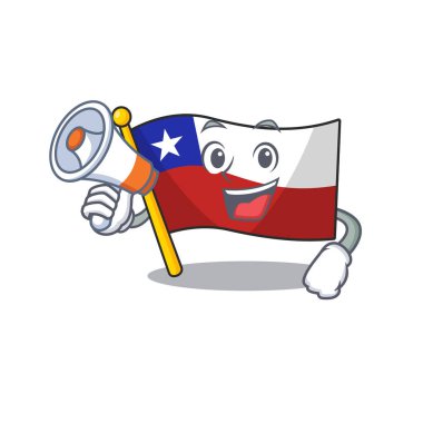 Karakter şeklinde megafon bayrağı şili çizgi film ile