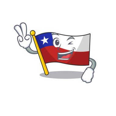 Karikatür ile izole iki parmak bayrak şili