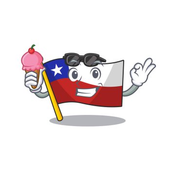 Karikatür ile izole dondurma bayrağı şili ile