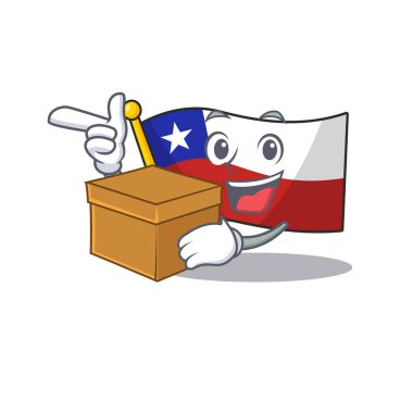 Karikatür ile izole kutu bayrağı şili ile