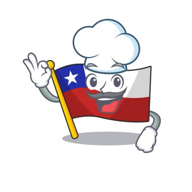 Şef bayrak şili karikatür ile izole