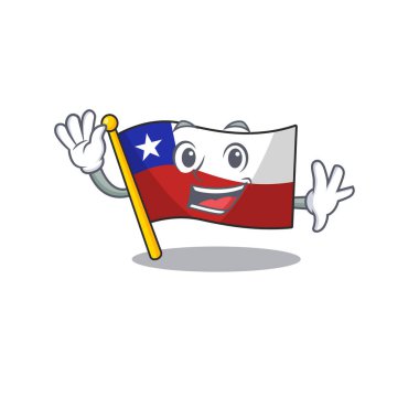 Karikatür ile izole bayrak şili sallayarak