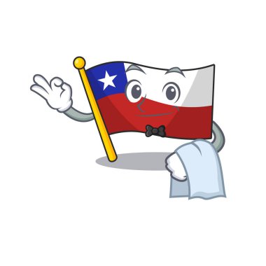 Karakter çekmecesinde garson bayrağı şili maskotu