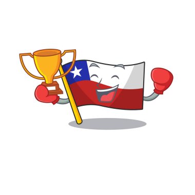 Karakter ile boks kazanan bayrak şili