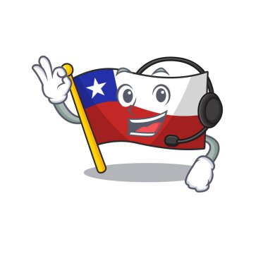 Karakter ile kulaklık bayrağı şili ile