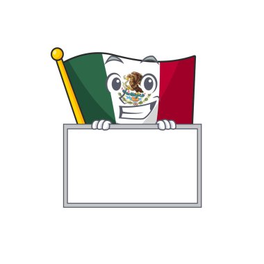 Karikatür şeklinde tahta bayrağı meksika ile Grinning