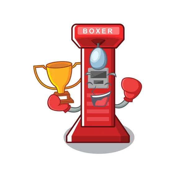 Boxeo ganador máquina de juego de boxeo en forma de dibujos animados — Vector de stock