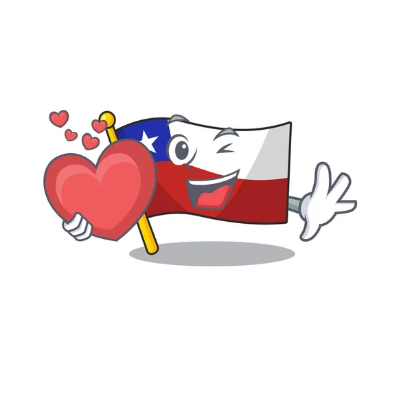 With heart flag chile mascot in character drawer — Stock Vector
