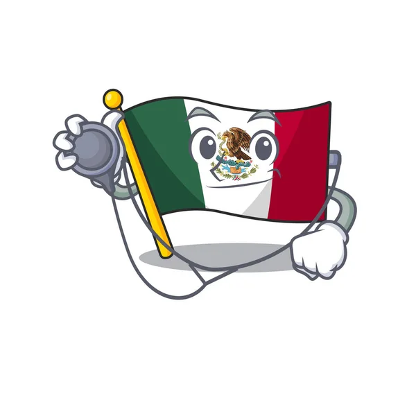 Doutor bandeira mexico na forma de desenhos animados —  Vetores de Stock