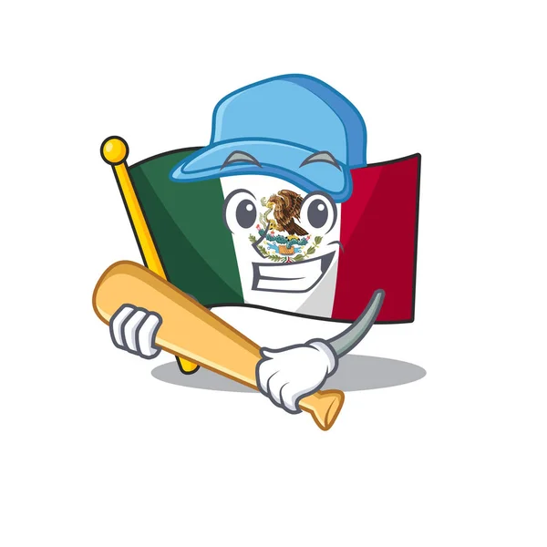 Jouer drapeau de baseball mexicain en forme de dessin animé — Image vectorielle